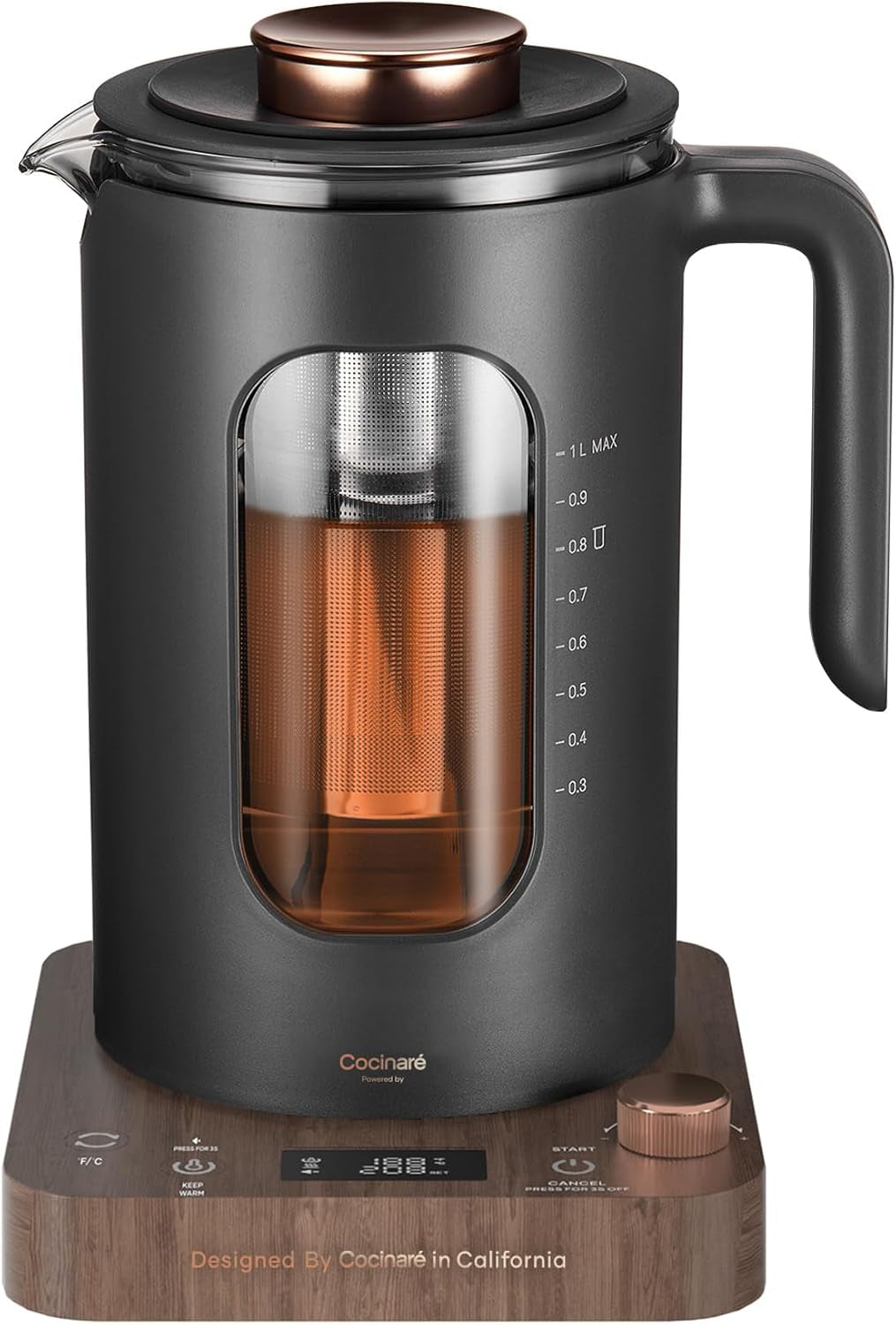 Electric Tea Kettle with Infuser, ±1℉ Temperature Control, 1L