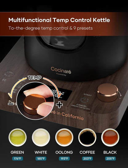 Electric Tea Kettle with Infuser, ±1℉ Temperature Control, 1L